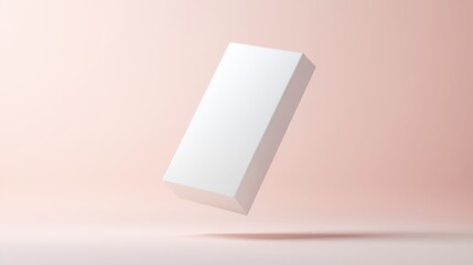Minimalist White Paper Box on Soft Pink Background Creating a Calm and 3d mockup Visual Aesthetic