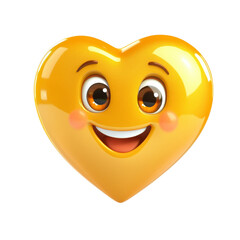 Fototapeta premium A cheerful heart-shaped emoji with a wide smile and big eyes expresses happiness and joy.