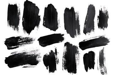 Set of Black paint strokes on a blank background