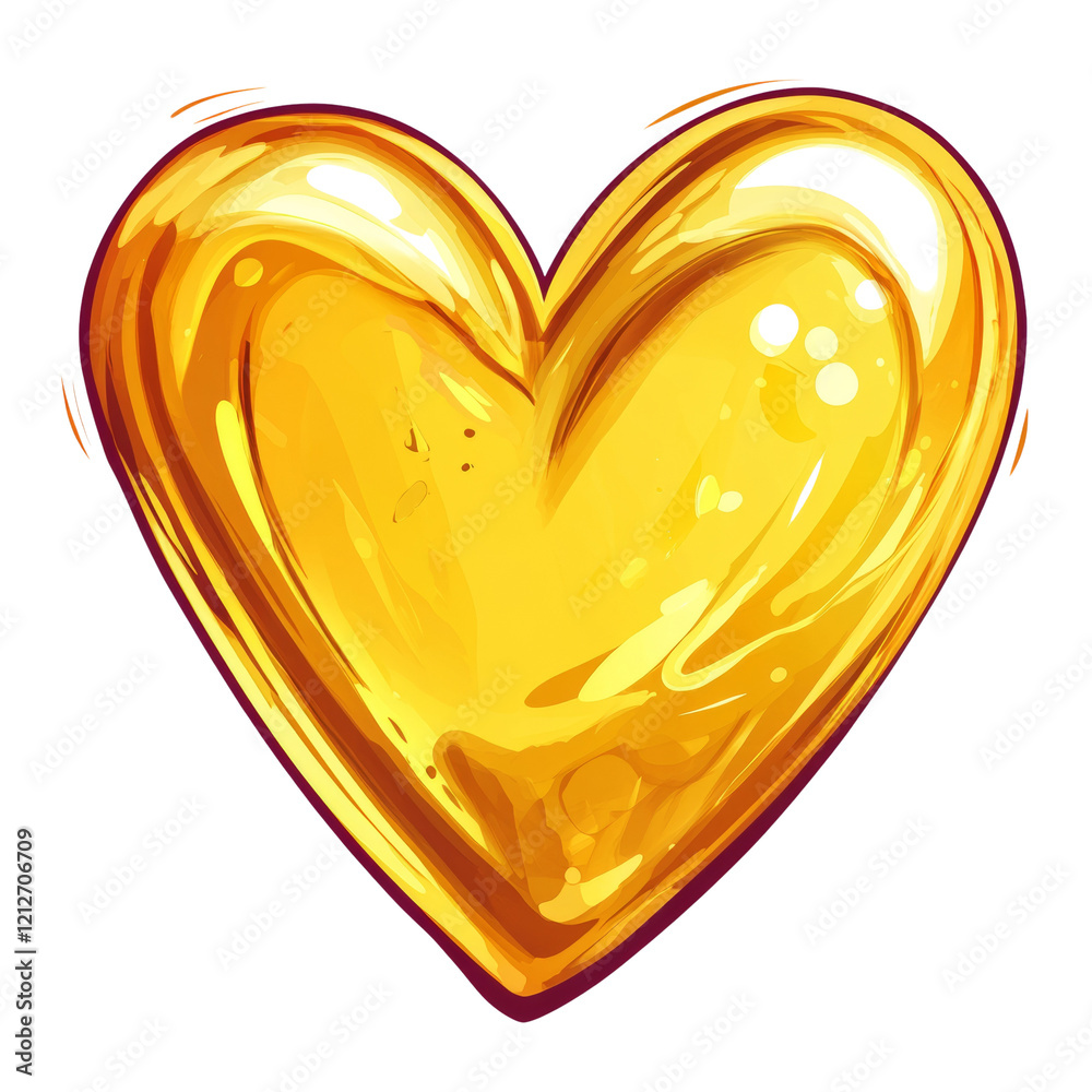 Poster the image shows a stylized golden heart with a glossy texture and vibrant color that suggests warmth