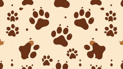 Obraz premium Charming Brown Paw Prints: A Simple, Playful Pattern
