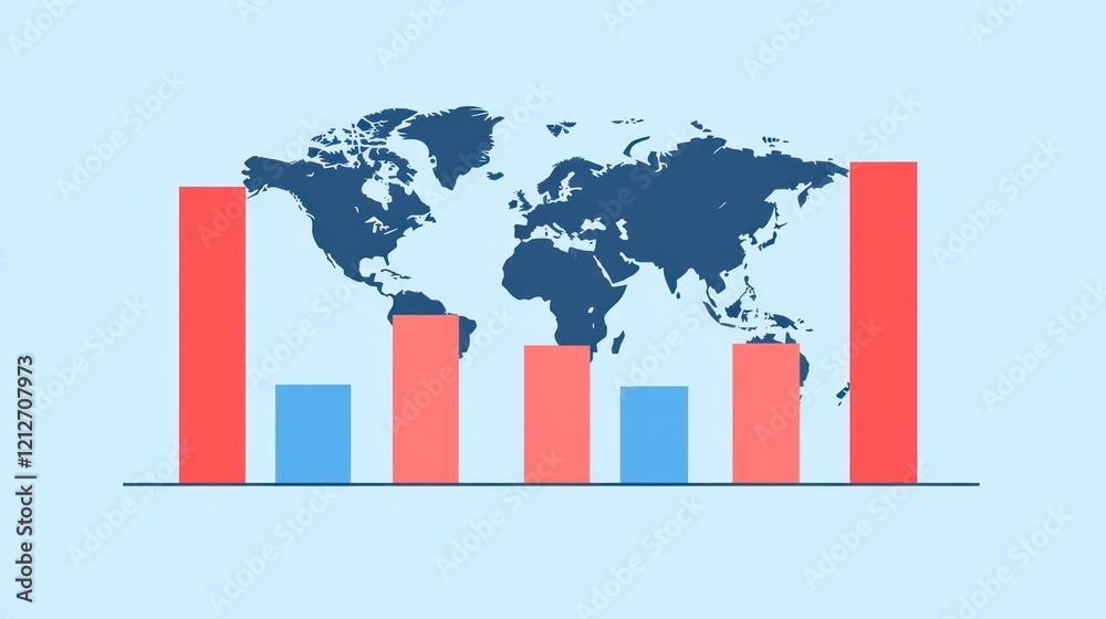 Poster Global Bar Chart Illustrating Data Comparison Across Regions