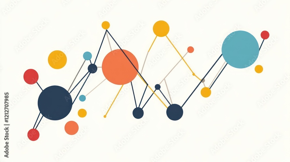Poster Abstract Network Graphic Design with Colorful Circles and Lines