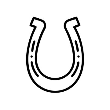 recommend clip art: Simple black line art horseshoe design for good luck.