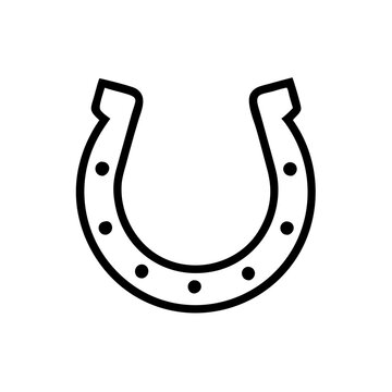recommend clip art: Simple black line art horseshoe design for good luck.