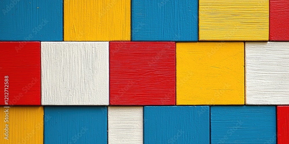 Aufkleber flat patches of primary colors with crisp edges, perfect for bold minimalist backgrounds.