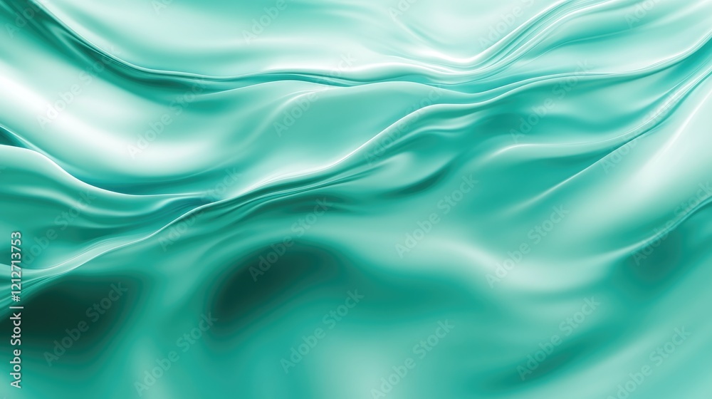 Aufkleber turquoise aqua mint fluid wave background with elegant gradient flow and soft bokeh effects for abst