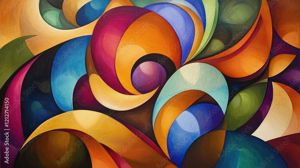 Fototapete Colorful abstract design with dynamic brushstrokes and fluid shapes creating a vibrant visual experience for artistic backgrounds