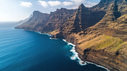 Obraz premium Dramatic Coastal Cliffs Ocean Landscape View