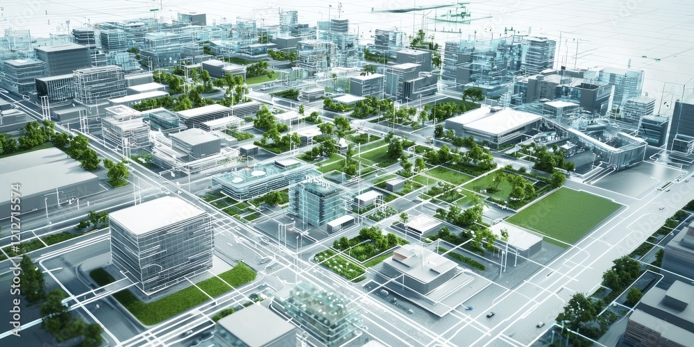 Aufkleber advanced city technology interface, featuring holographic controls, real-time infrastructure monitor