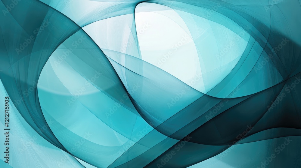 Aufkleber Translucent wave patterns in aqua and teal hues creating a serene abstract background for design and artistic projects