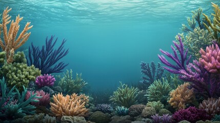 Obraz premium Vibrant Underwater Coral Reef Scene Tranquil Ocean Life