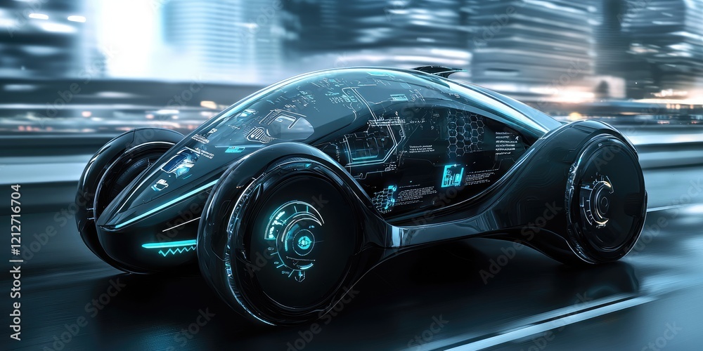 Aufkleber Futuristic urban mobility interface, with interactive transportation maps, live data visualization, and tech-driven controls.