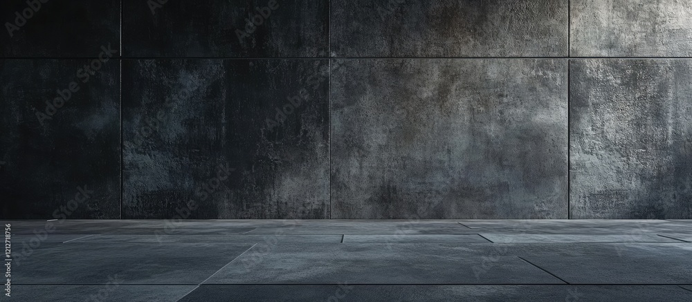 Poster Abstract dark gray concrete wall and floor texture with modern industrial design showcasing empty space for text or graphic elements