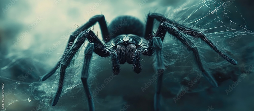 Poster close up of a tarantula displaying intricate details in natural habitat with a blurred background an