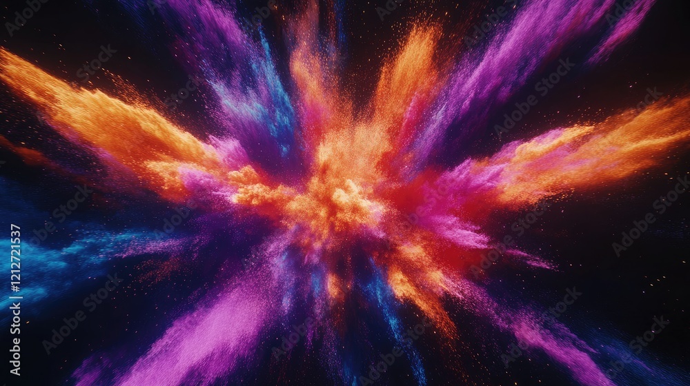 Poster Colorful Abstract Explosion of Powder Creating a Dynamic Artistic Background for Creative Projects and Designs