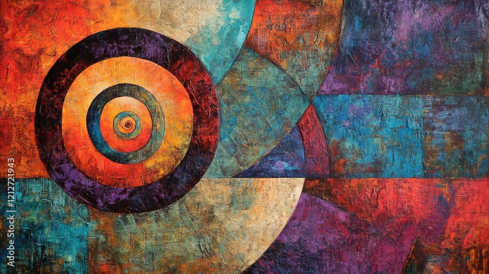 Poster Colorful Abstract Swirl Artwork with Dynamic Textures and Rich Patterns in a Vibrant Palette for Contemporary Design and Decor