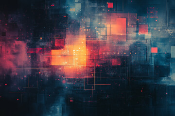 Fototapeta premium Abstract Digital Composition of Binary Themes With Geometric Shapes