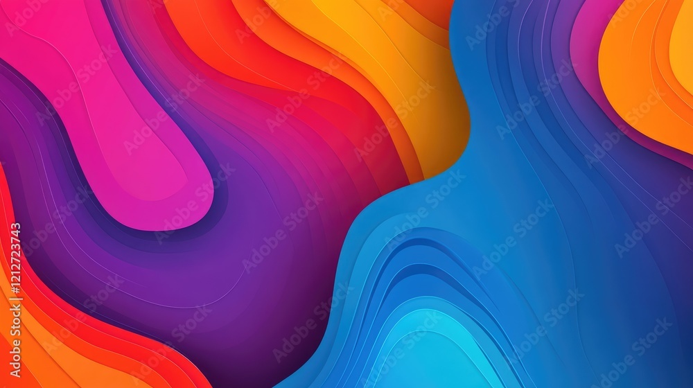Aufkleber Dynamic Swirling Colorful Abstract Background with Vibrant Waves and Gradients in Various Bright Hues