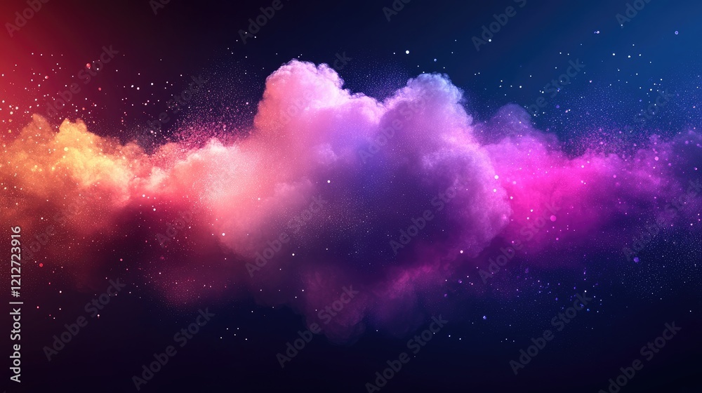 Poster colorful abstract cloud composition with digital textures and upload icon symbolizing data transfer 