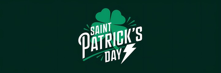 A creative minimalist Saint Patrick's Day poster design with a dark theme. The poster contains a dark green background with a white shamrock and a white text that says "Happy Saint Patrick's Day". 