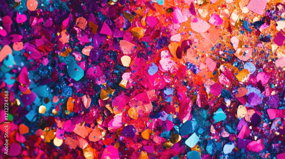 Poster Colorful abstract texture featuring vibrant confetti and glitter elements creating a lively and festive atmosphere for design projects