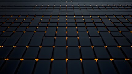 Fototapeta premium Modern Abstract Pattern with Black Tiles and Glowing Yellow Elements
