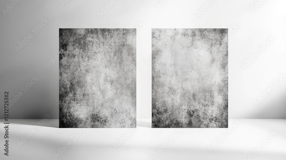 Poster muted gray concrete wall textures with gaussian blur effect and faded space for three dimensional de