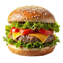 Fresh and Delicious Burger with Crispy Patty and Healthy Ingredients