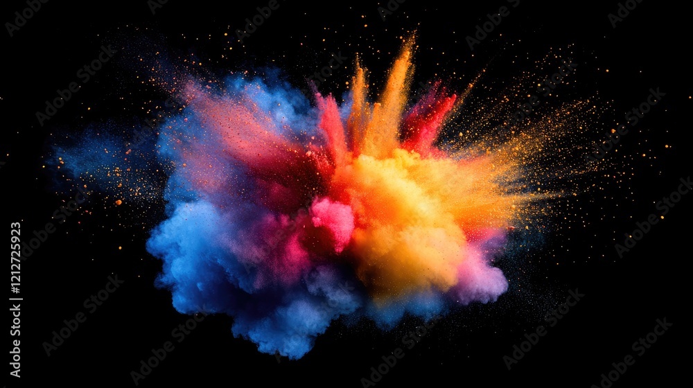 Fototapete colorful abstract burst of pigment on a dark background creating a dynamic visual explosion