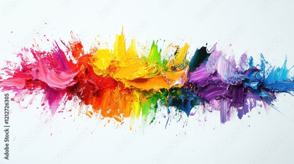 Leinwandbilder vibrant abstract colorful paint splashes on white background creating dynamic artistic expression