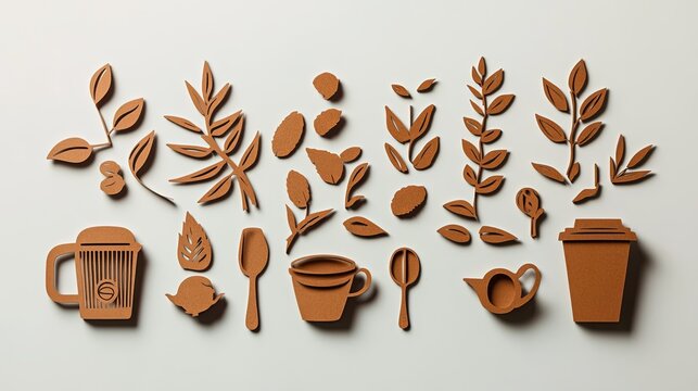 A minimalist arrangement of custom coffee stencils styled for barista workshops. picture