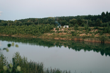 chalk quarry in the evening