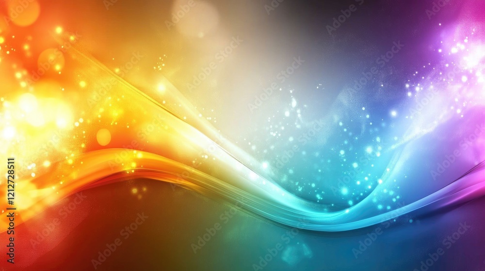 Poster colorful gradient wave with vibrant light effects and abstract sparkles for creative backgrounds and