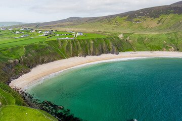 Silver Strand, a beach in a sheltered, horseshoe-shaped bay, situated at Malin Beg, near...