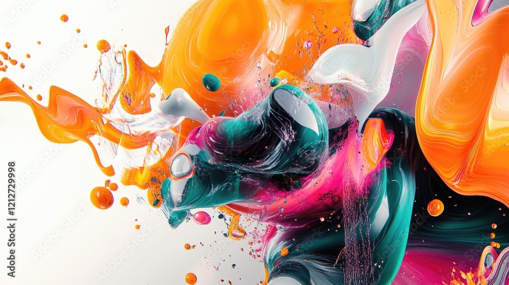 Fototapete Dynamic abstract digital artwork showcasing vibrant colors and intricate fluid patterns for creative projects and design inspiration