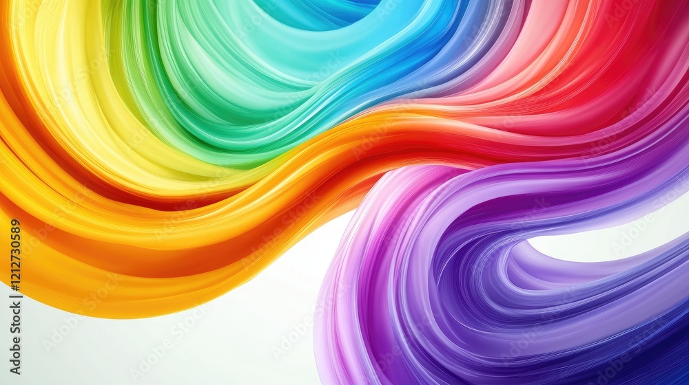 Poster Vibrant abstract background with colorful liquid paint swirls in a dynamic rainbow spectrum creating a sense of movement and fluidity