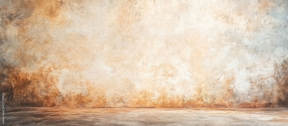 Aufkleber Elegant Warm Toned Textured Wall Background with Soft Lighting and Empty Space for Branding or Text in Studio Setting