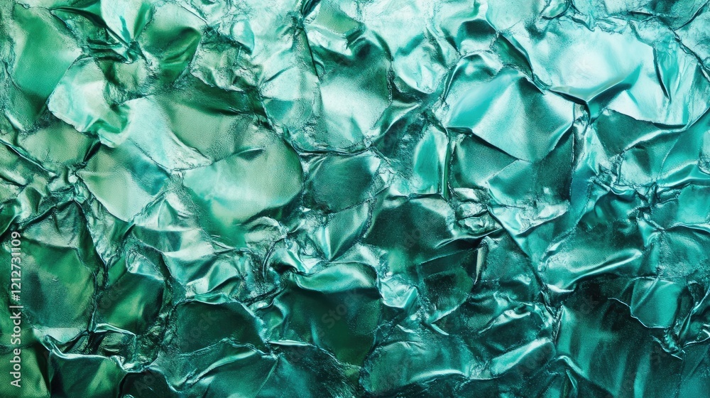 Poster textured turquoise aqua green foil background with crumpled design ideal for creative projects and d