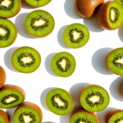 Fototapeta premium kiwi slices on white