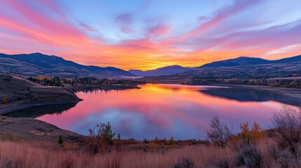 Fototapeta premium The sky glows softly at sunrise, its delicate tones blending seamlessly like a photograph of nature's finest.