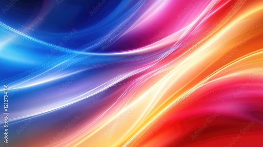Leinwandbilder Colorful Flowing Abstract Background with Smooth Blends of Blue Red and Yellow in a Dynamic Artistic Style