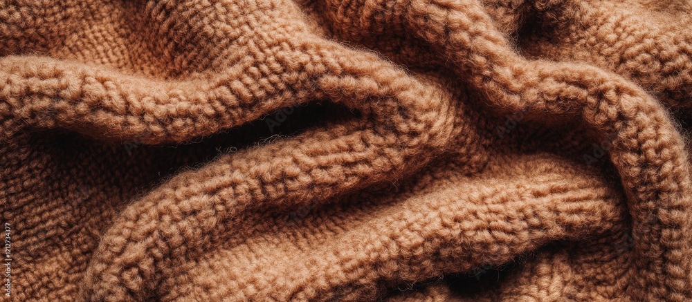 Poster chestnut brown marled fleece texture with soft folds and empty space for text, showcasing a warm tex
