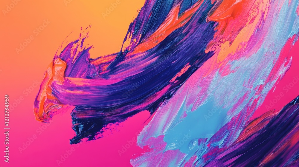 Aufkleber vibrant abstract artwork featuring dynamic brushstrokes in bold colors and fluid motion on a gradien