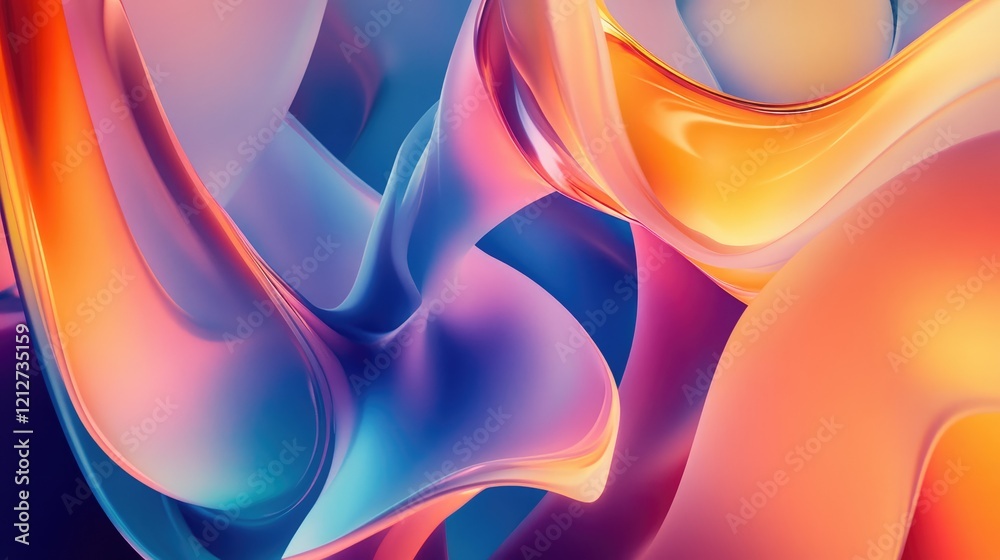 Aufkleber Fluid abstract art composition with vibrant colors and dynamic movement for creative backgrounds or modern design projects.