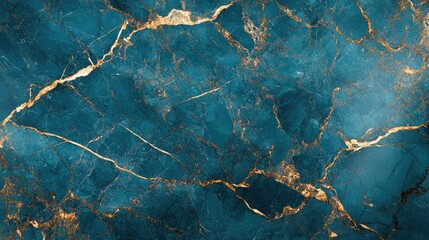 Turquoise marble texture with elegant golden veins creating a luxurious and sophisticated background design