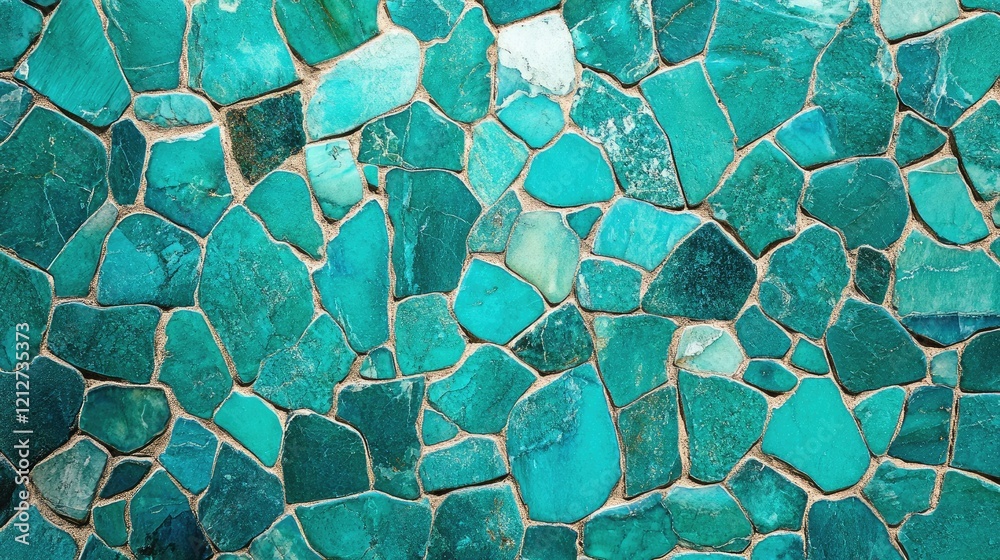 Poster turquoise stone wall textured background with irregular shapes and natural variation in colors