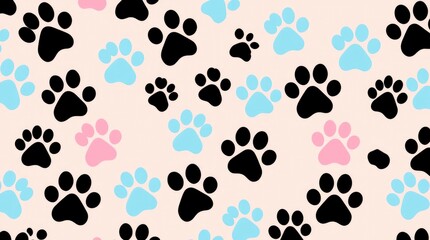 Playful Paw Prints: A Pastel-Colored, Delightful Pattern