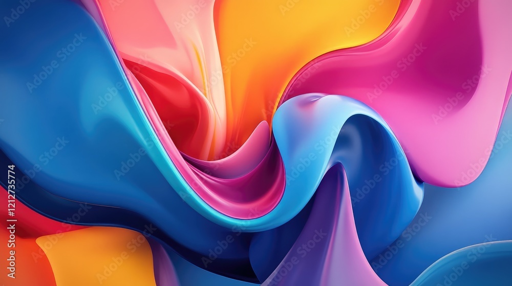 Aufkleber colorful fluid abstract art showcasing vibrant swirls and smooth textures in a dynamic artistic comp