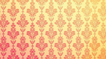 Peach and Yellow Damask Wallpaper Pattern.